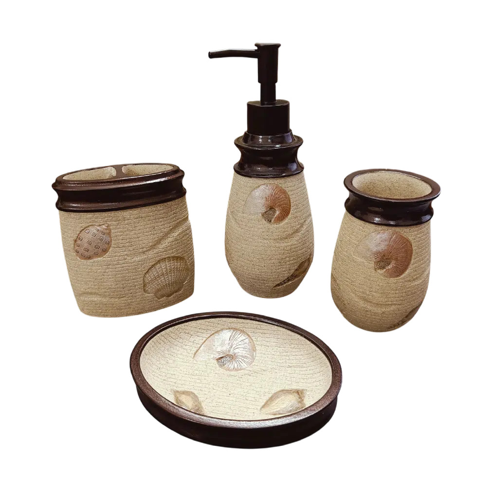 Premium Aqua Shell Bathroom Accessories Set thumbnail 1