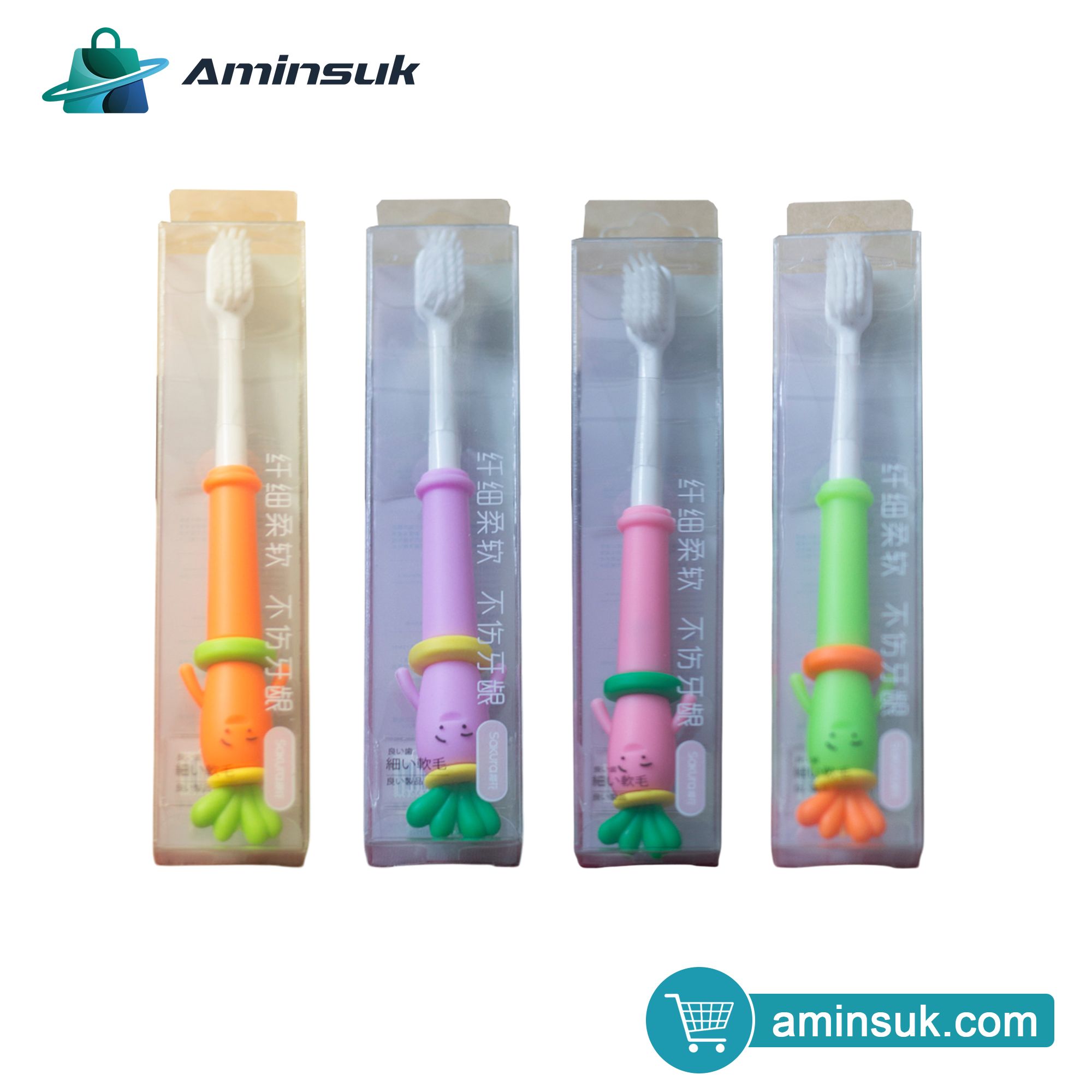 4 Pcs Carrot Shape Ultra Soft Bristle Kids Toothbrush thumbnail 1