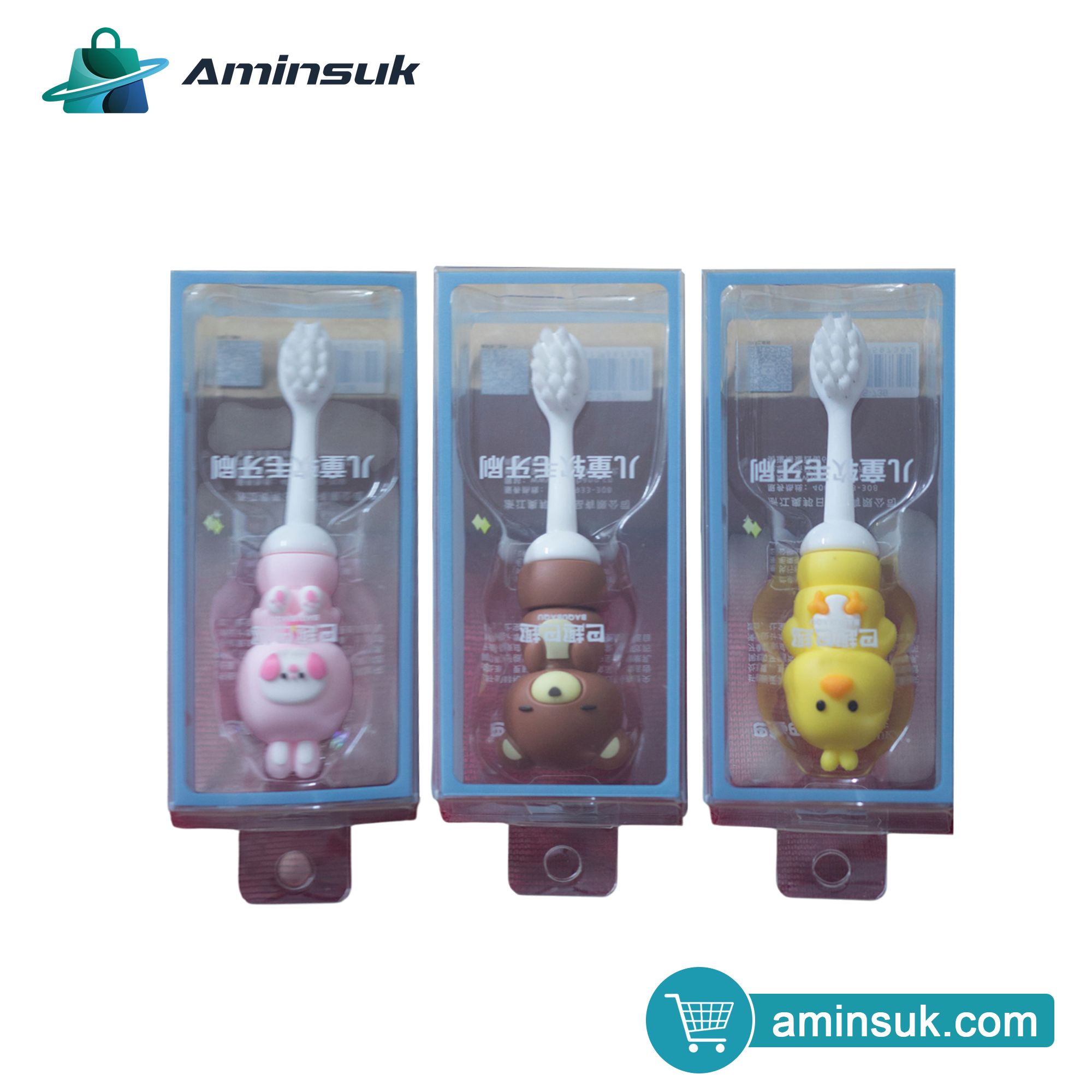 3 Pcs Soft Bristle Baby Toothbrush with Cute Animal Handle thumbnail 1
