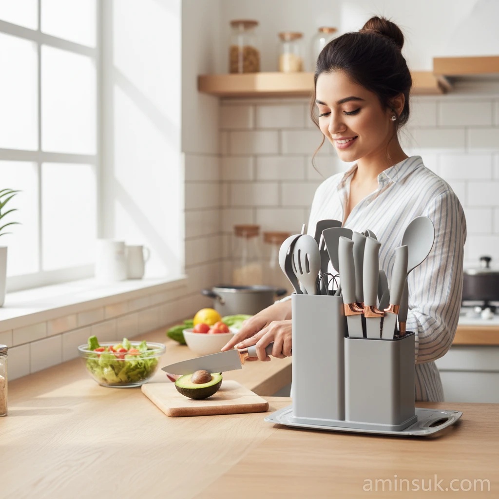 Premium Silicone Kitchen Utensil Set, Best price in Bangladesh – Aminsuk WoodPro Kitchen Tools