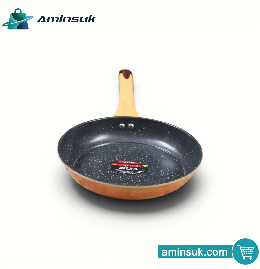 Marble Stone Non-Stick Frying Pan with Wooden Handle