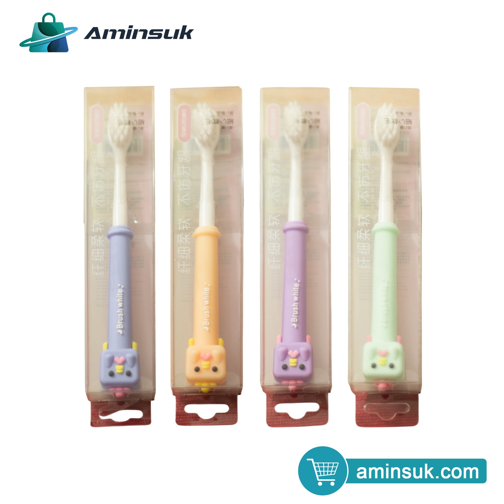 4 Pcs Cute Cartoon Ultra Soft Bristle Kids Toothbrush