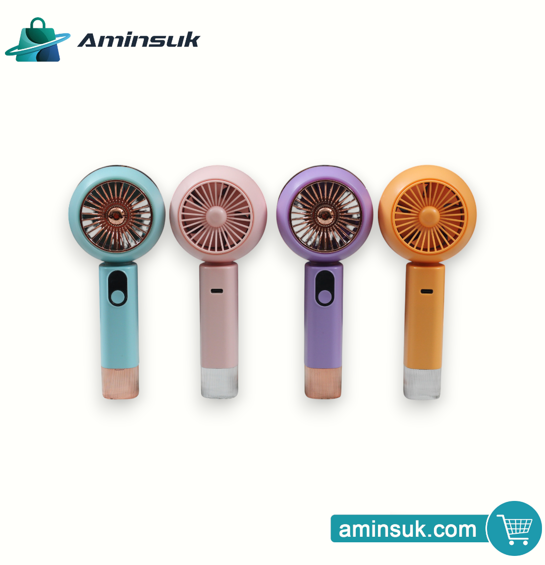 USB Rechargeable Portable Handheld Mini Fan | 3-Speed Cooling Fan with LED Light