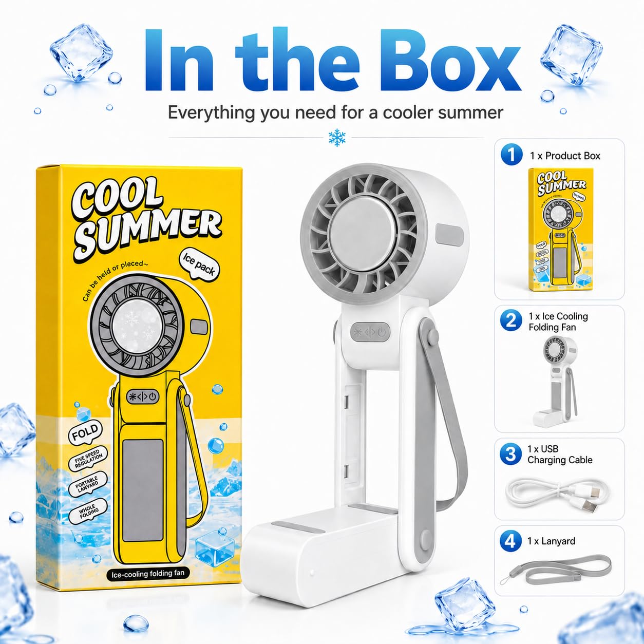 Ice Cooling Folding Fan – 180° Foldable Portable Mini Fan thumbnail 7