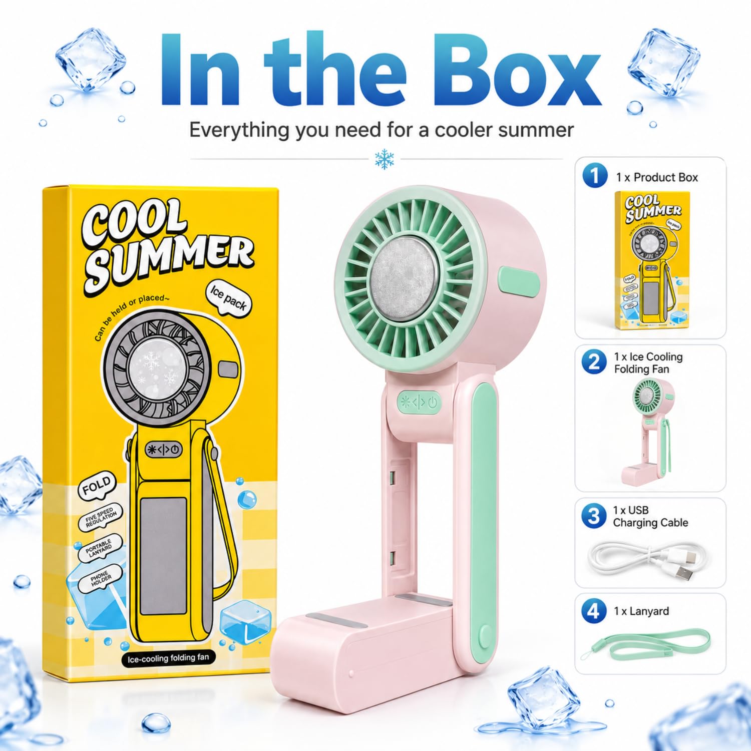 Ice Cooling Folding Fan – 180° Foldable Portable Mini Fan thumbnail 15