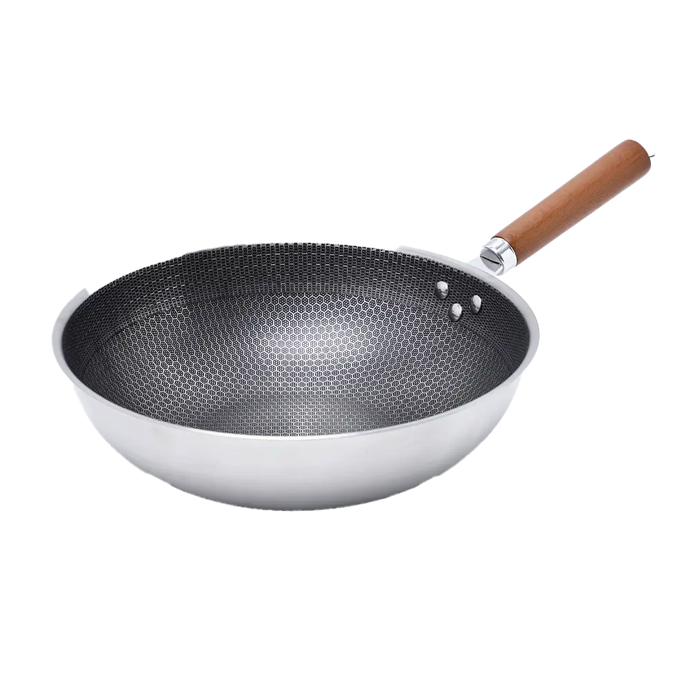 Aminsuk 22cm Honeycomb Stainless Steel Non-Stick Frying Pan for efficient oil-free cooking