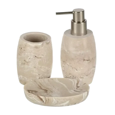 Aminsuk Marble Luxe 3-Piece Bathroom Set – Premium Marble Design Soap Dispenser, Toothbrush Holder & Soap Dish