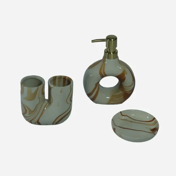 Premium handcrafted ceramic bath set pink and black