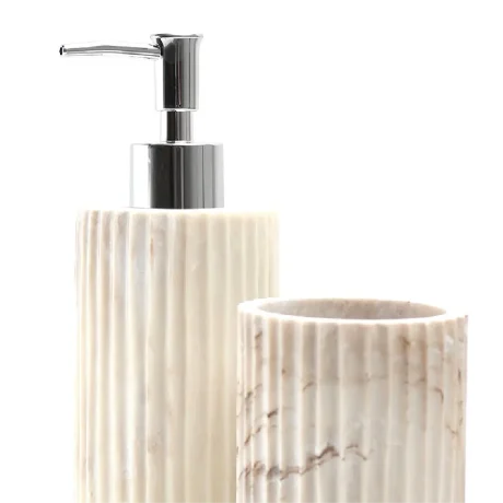 White Resin Bathroom Accessory Set with Dispenser Holder Dish