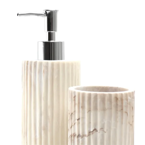 White Resin Bathroom Accessory Set with Dispenser Holder Dish