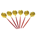 Aminsuk RoyalGold Red Handle Soup Spoon Set (6 Pieces)