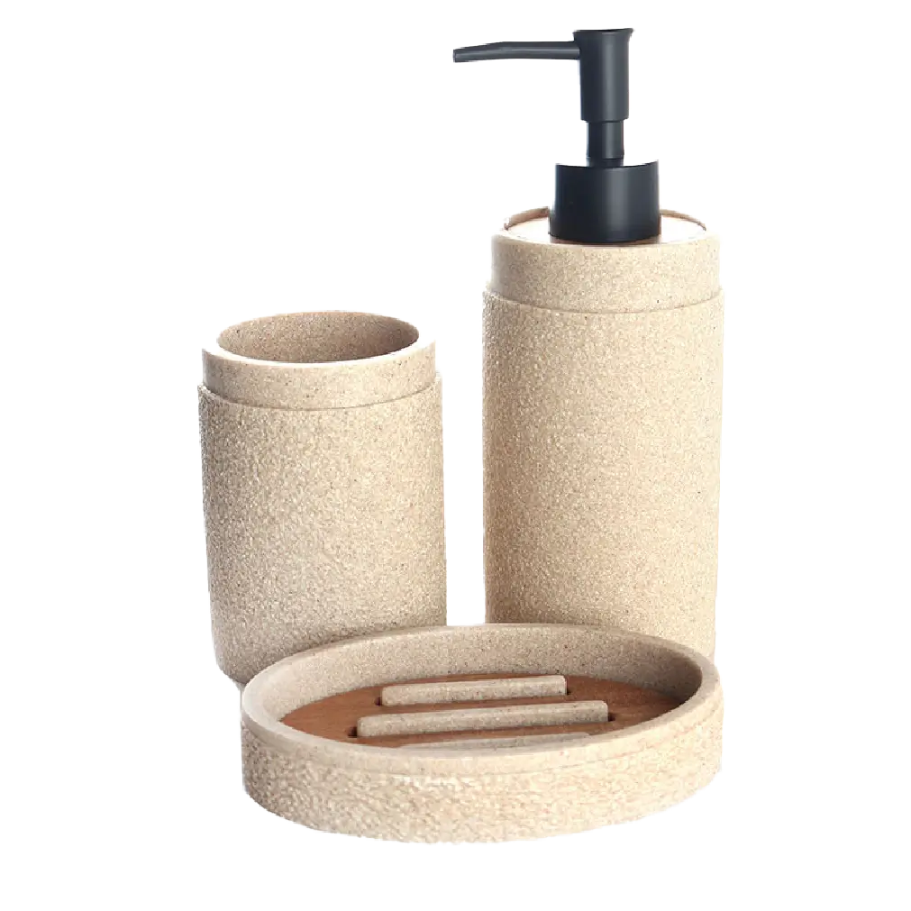 Premium Beige Resin Bathroom Accessories Set by Aminsuk