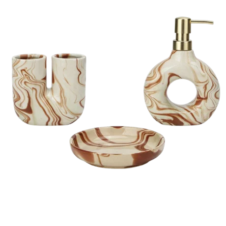 designer ceramic bathroom set pink black