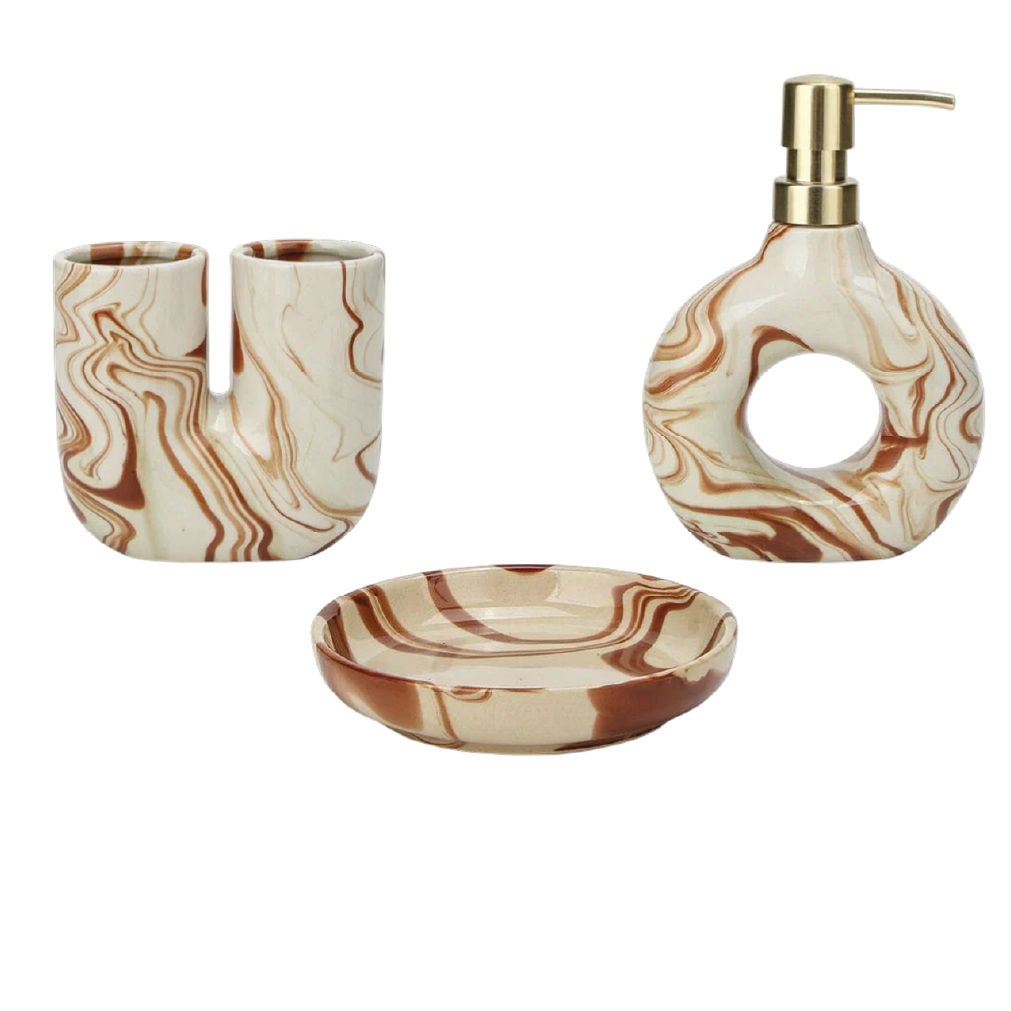 designer ceramic bathroom set pink black