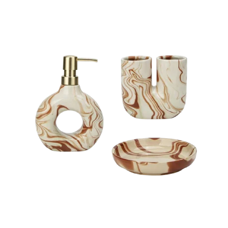 Eclat Luxe ceramic bathroom set pink black by Aminsuk