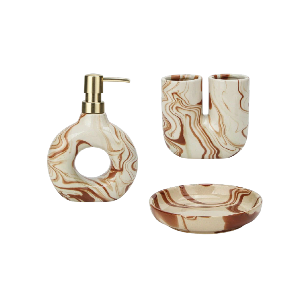 Eclat Luxe ceramic bathroom set pink black by Aminsuk