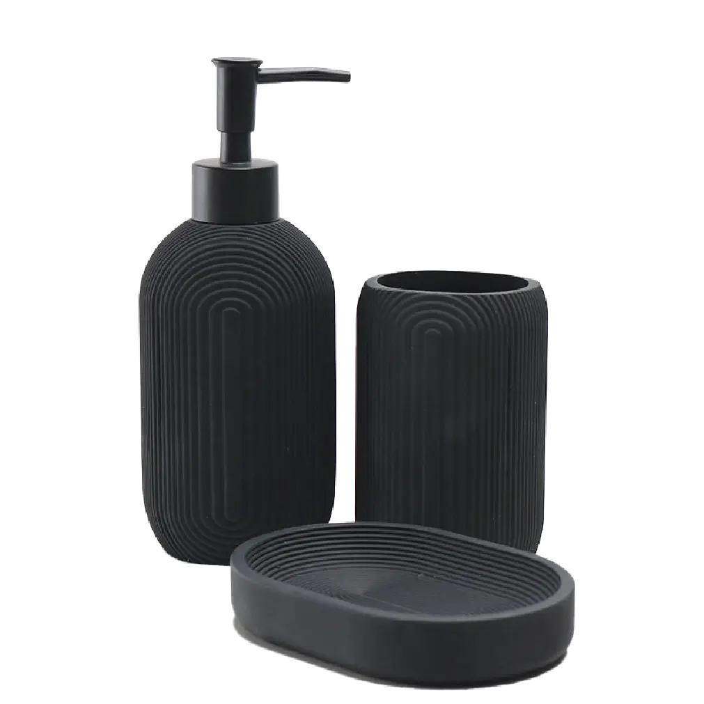 Premium 3 Pieces Black Resin Bathroom Accessories Set – Aminsuk Online Shop