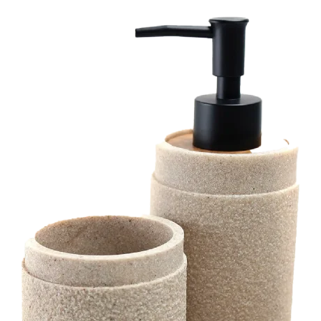 Modern Beige Resin Bathroom Essentials Set