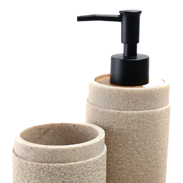 Modern Beige Resin Bathroom Essentials Set
