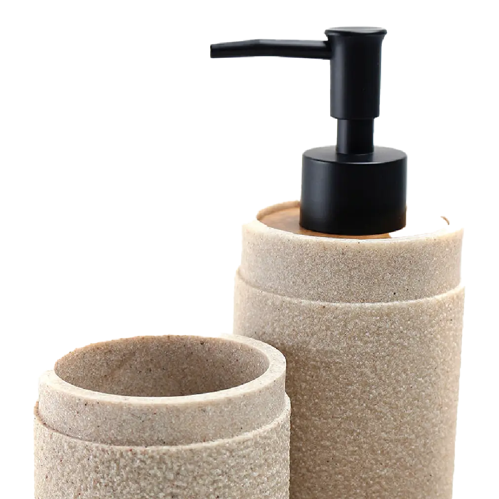 Modern Beige Resin Bathroom Essentials Set