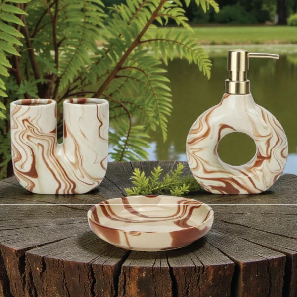 modern ceramic bathroom set pink black